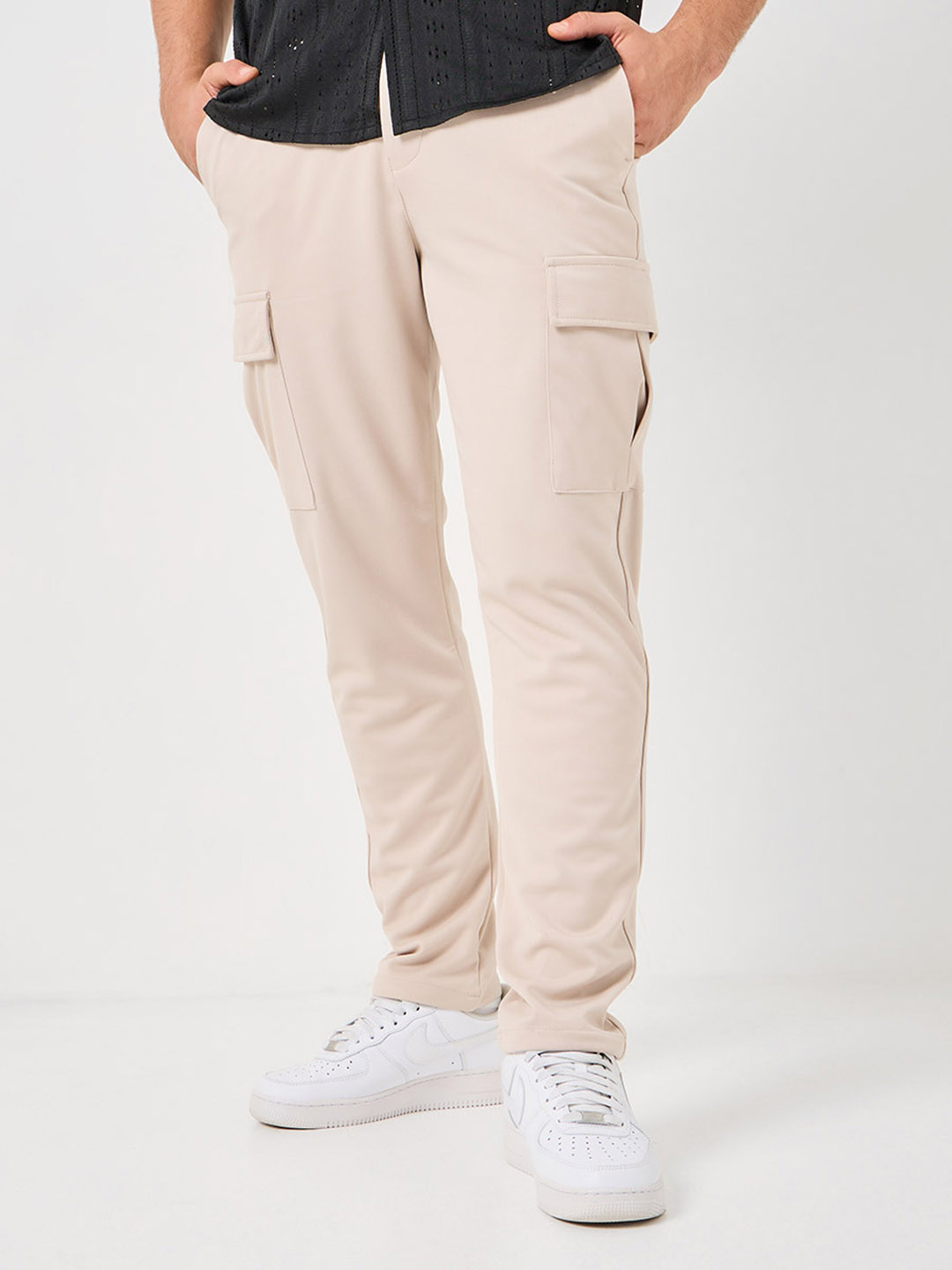 

Styli Men Straight-Fit 4-Way Stretch Open-Hem Track Pants, Olive