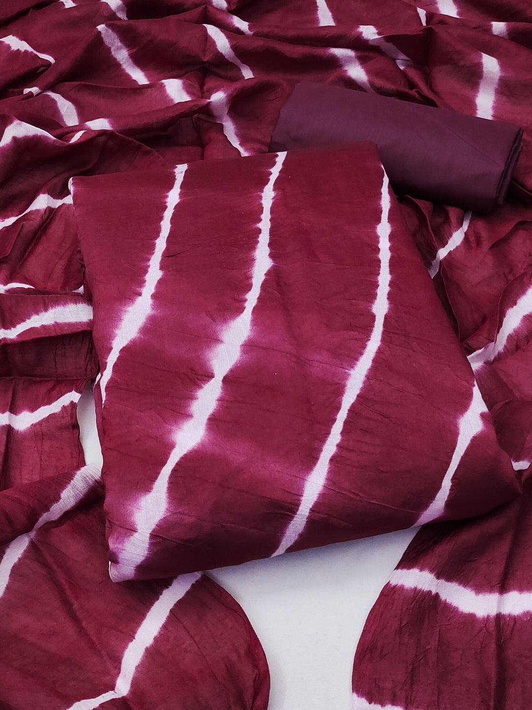 

KALINI Leheriya Dyed Unstitched Dress Material, Magenta