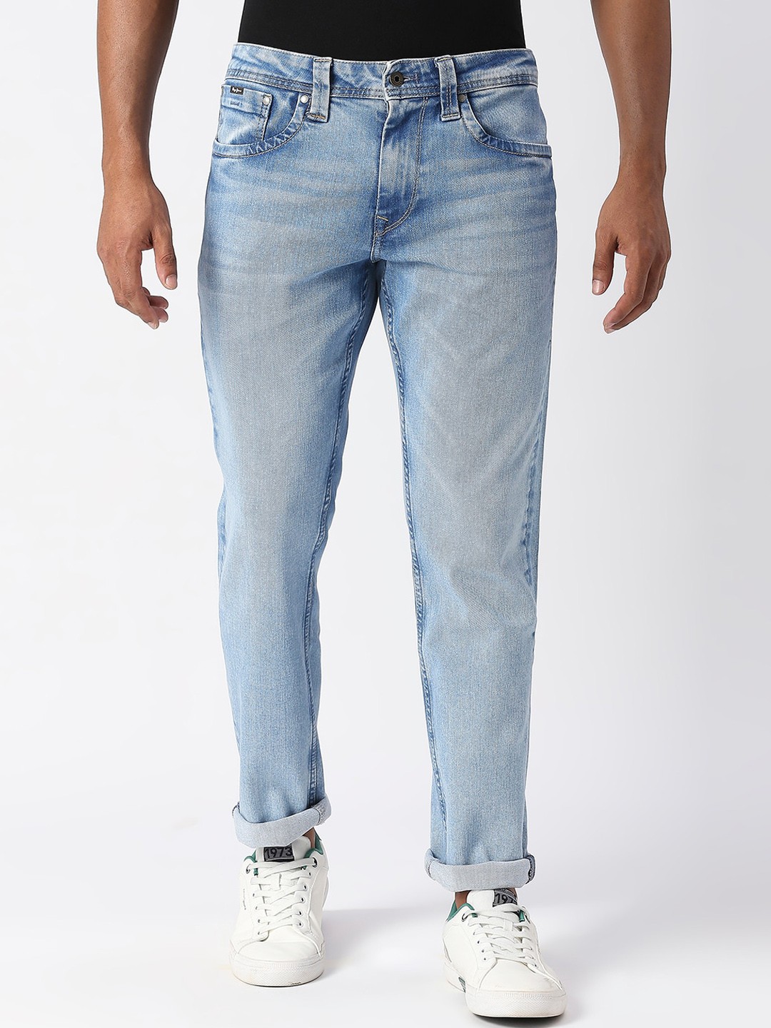 

Pepe Jeans Men Clean Look Mid-Rise Slim Fit Heavy Fade Jeans, Blue