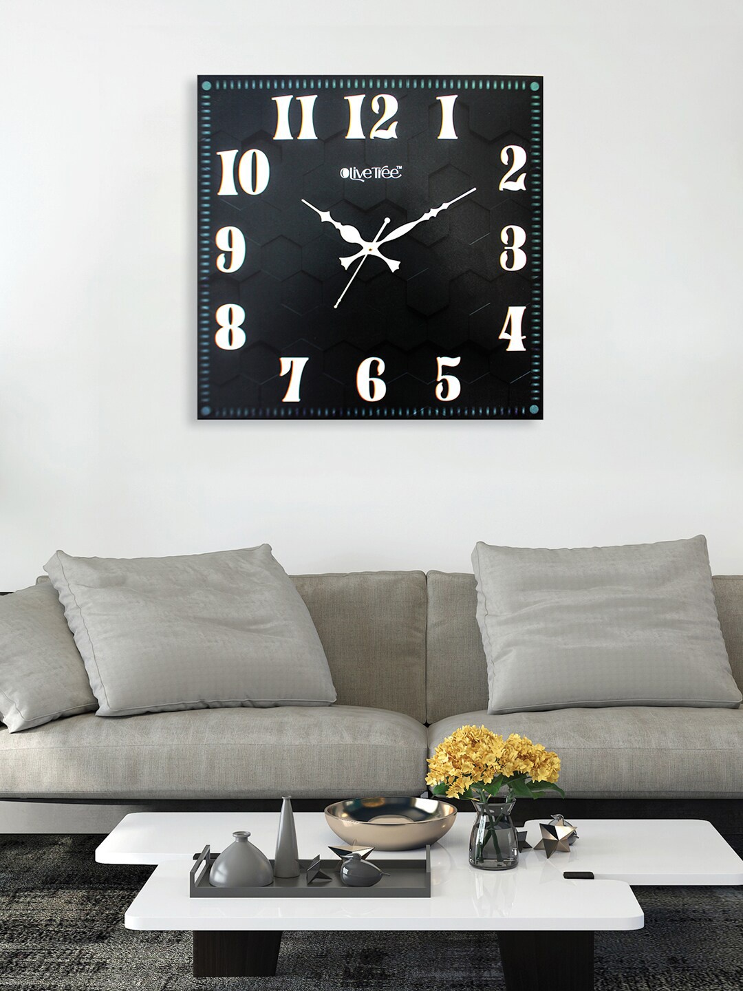 

OLIVE TREE Black & White Wooden Contemporary Silent Wall Clock