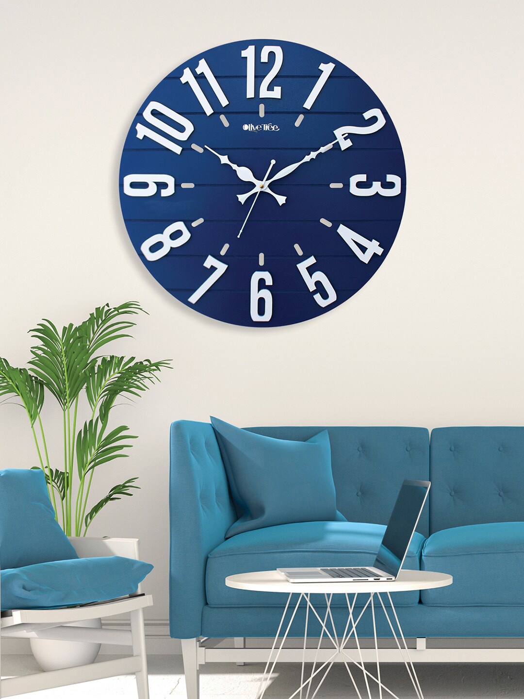 

OLIVE TREE Blue & White Traditional Analogue Wall Clock