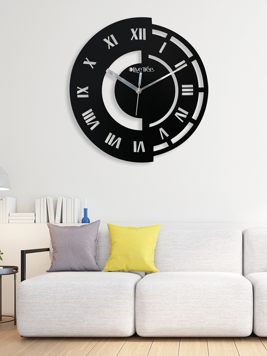 

OLIVE TREE Black & White Wooden Traditional Silent Wall Clock