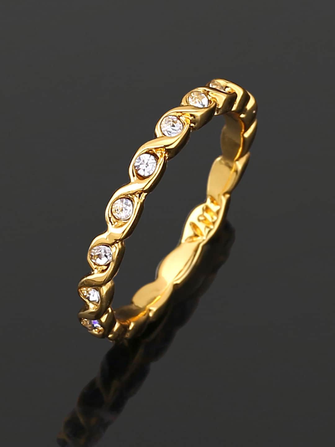 

Estele Gold Plated Crystal Studded Finger Ring
