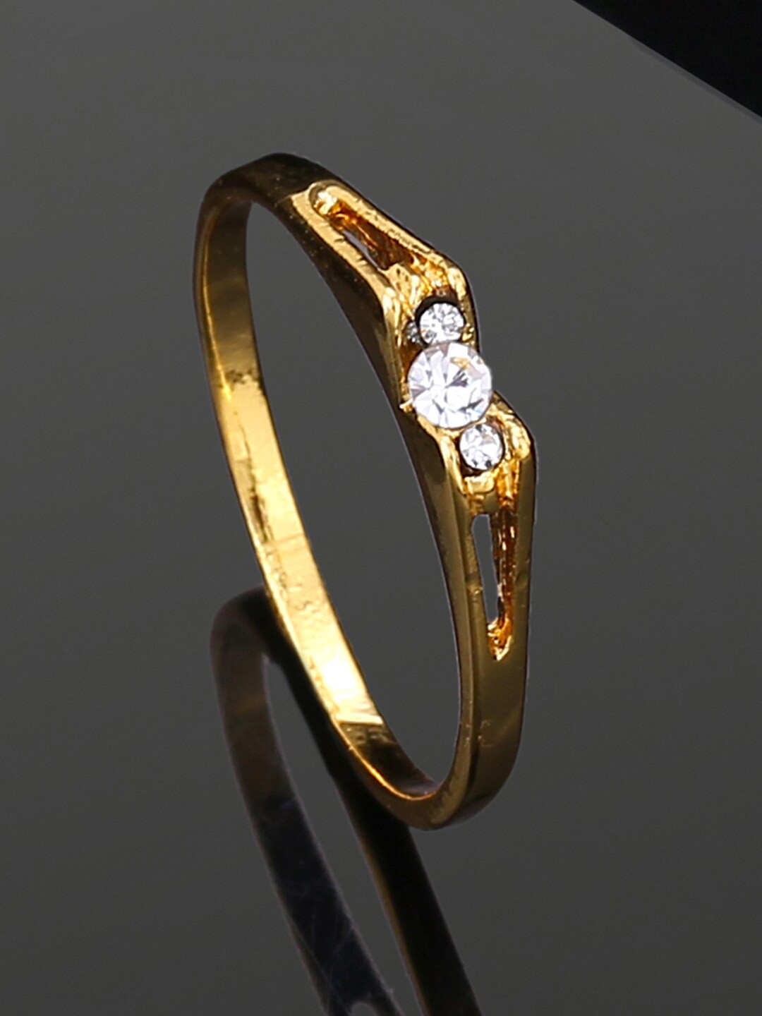 

Estele Gold Plated Crystal Studded Finger Ring