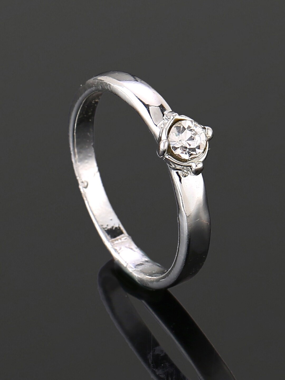 

Estele Rhodium-Plated Crystal Studded Slip-On Finger Ring, Silver