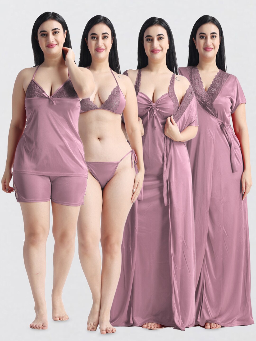 

NIGHT KEYS Pack Of 6 Maxi Nightdress, Lavender