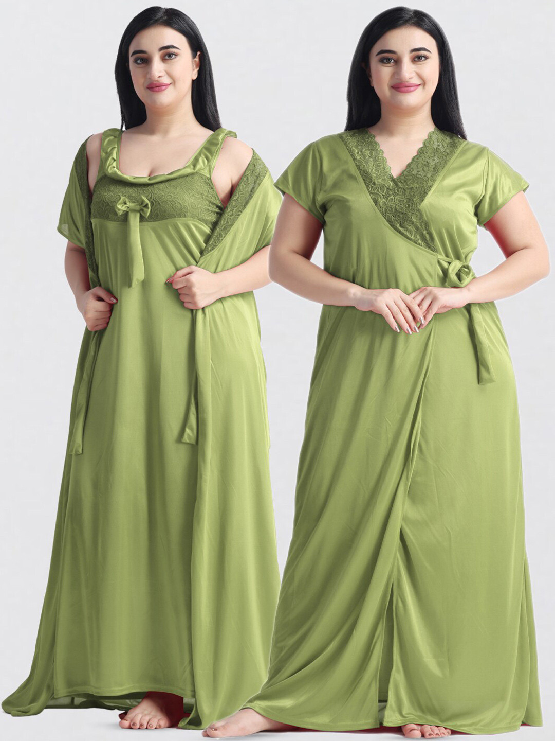

NIGHT KEYS Pack Of 2 Maxi Nightdress, Lime green