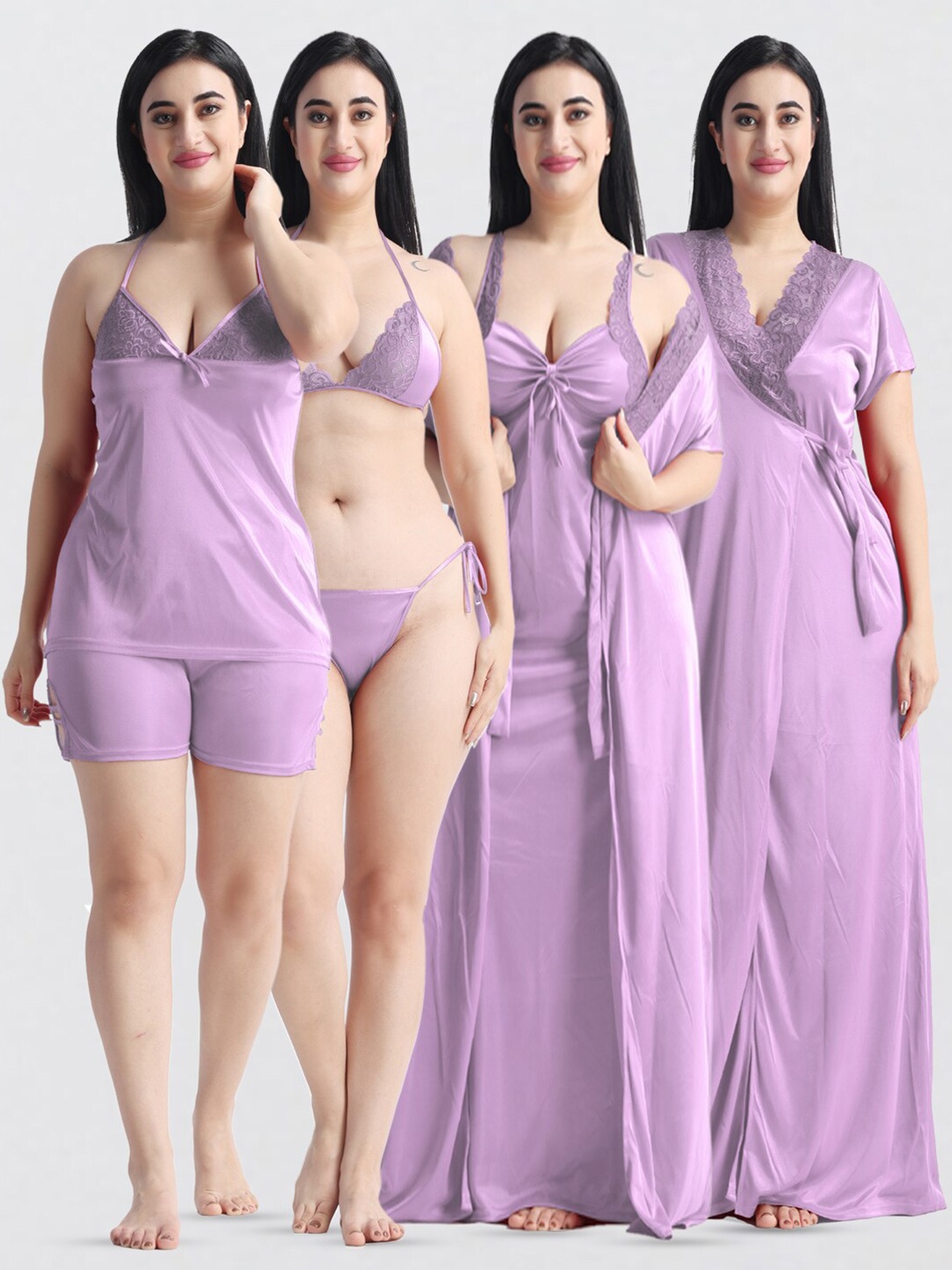 

NIGHT KEYS Pack Of 6 Maxi Nightdress, Lavender