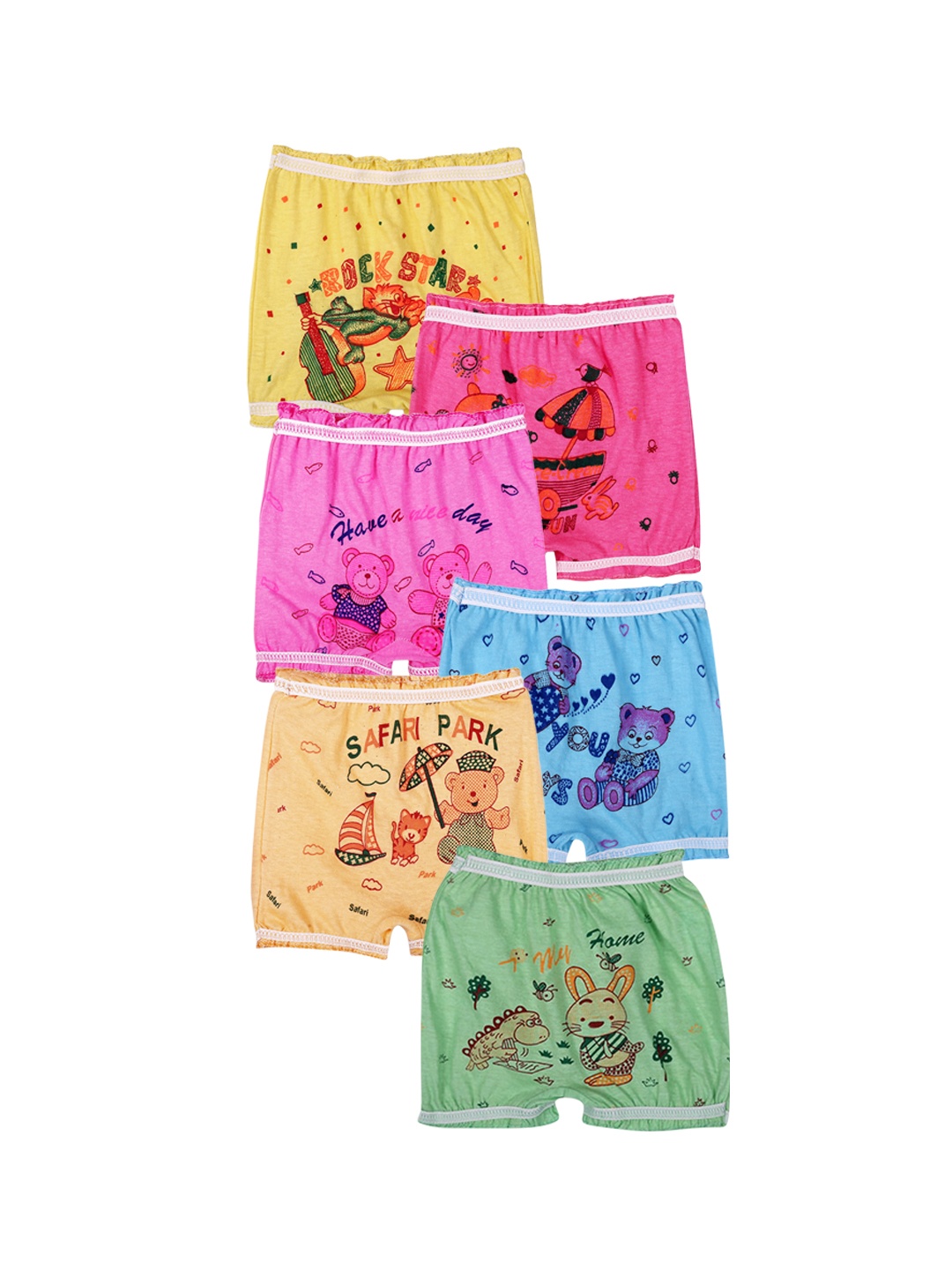 

BAESD Kids Pack Of 6 Printed Pure Cotton Boy Short Briefs, Yellow