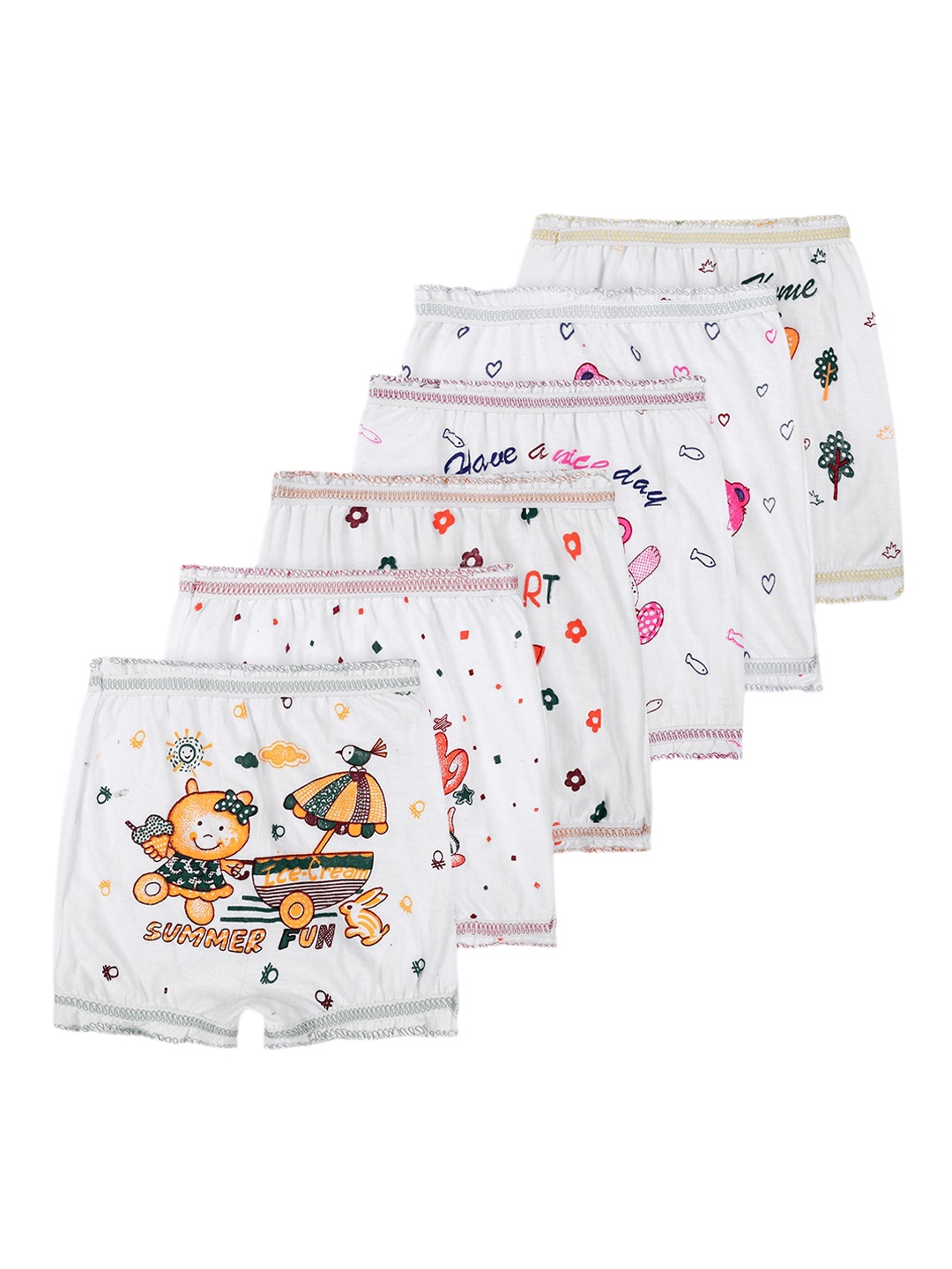 

BAESD Infants Kids Pack Of 6 Printed Pure Cotton Boy Short Briefs 1_W.B.P_0-3M_PO-6, White