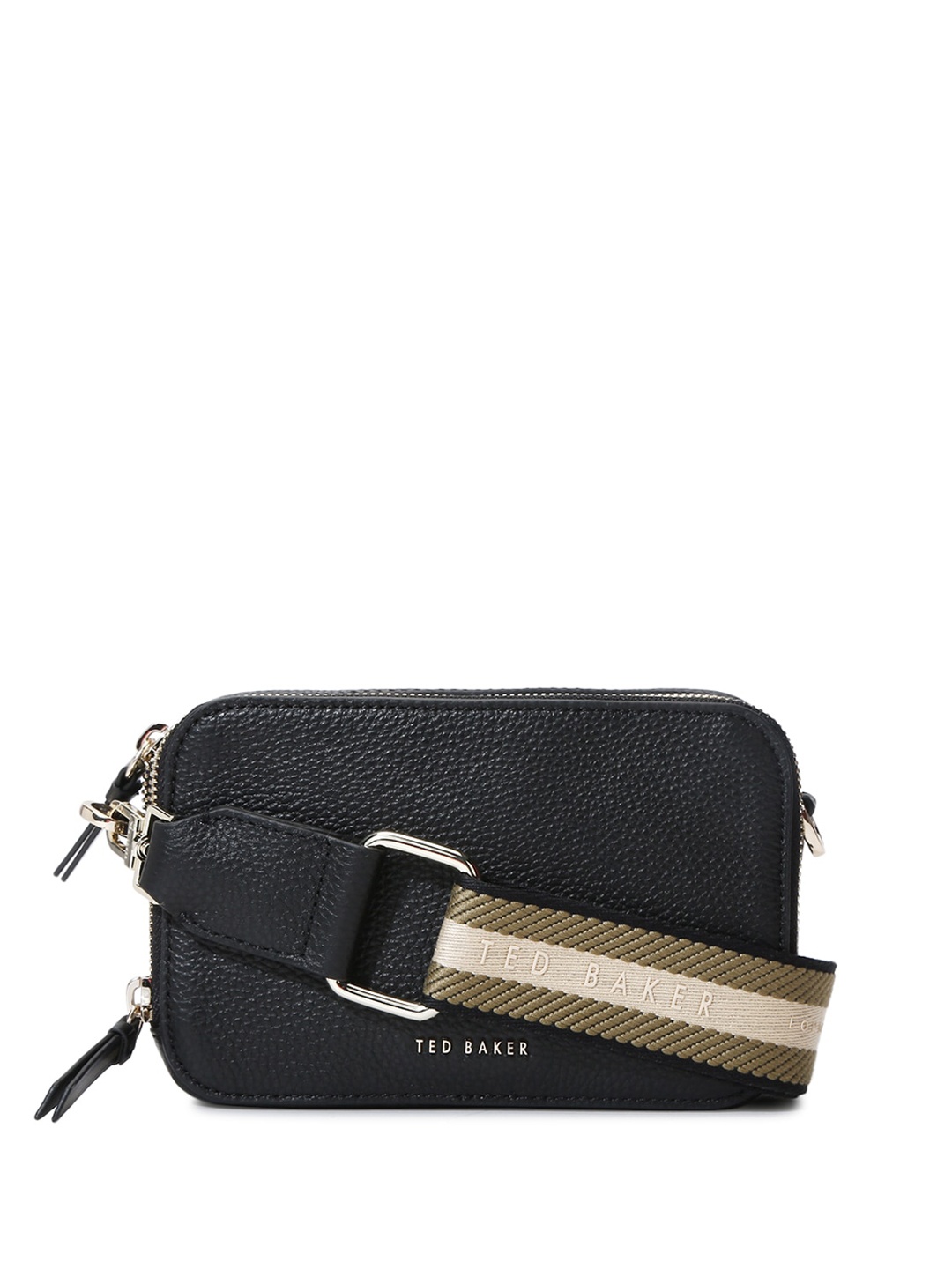 

Ted Baker Colourblocked PU Structured Sling Bag with Tasselled, Black