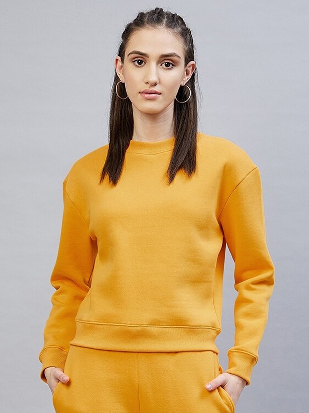

DELAN Fleece Pullover Sweatshirt, Yellow