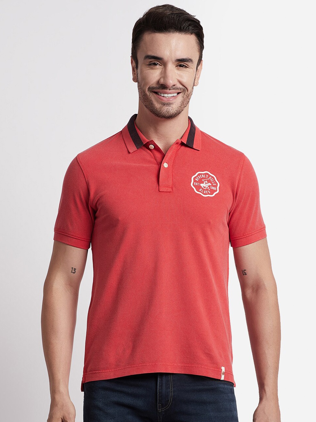 

Beverly Hills Polo Club Polo Collar Cotton T-Shirt, Red