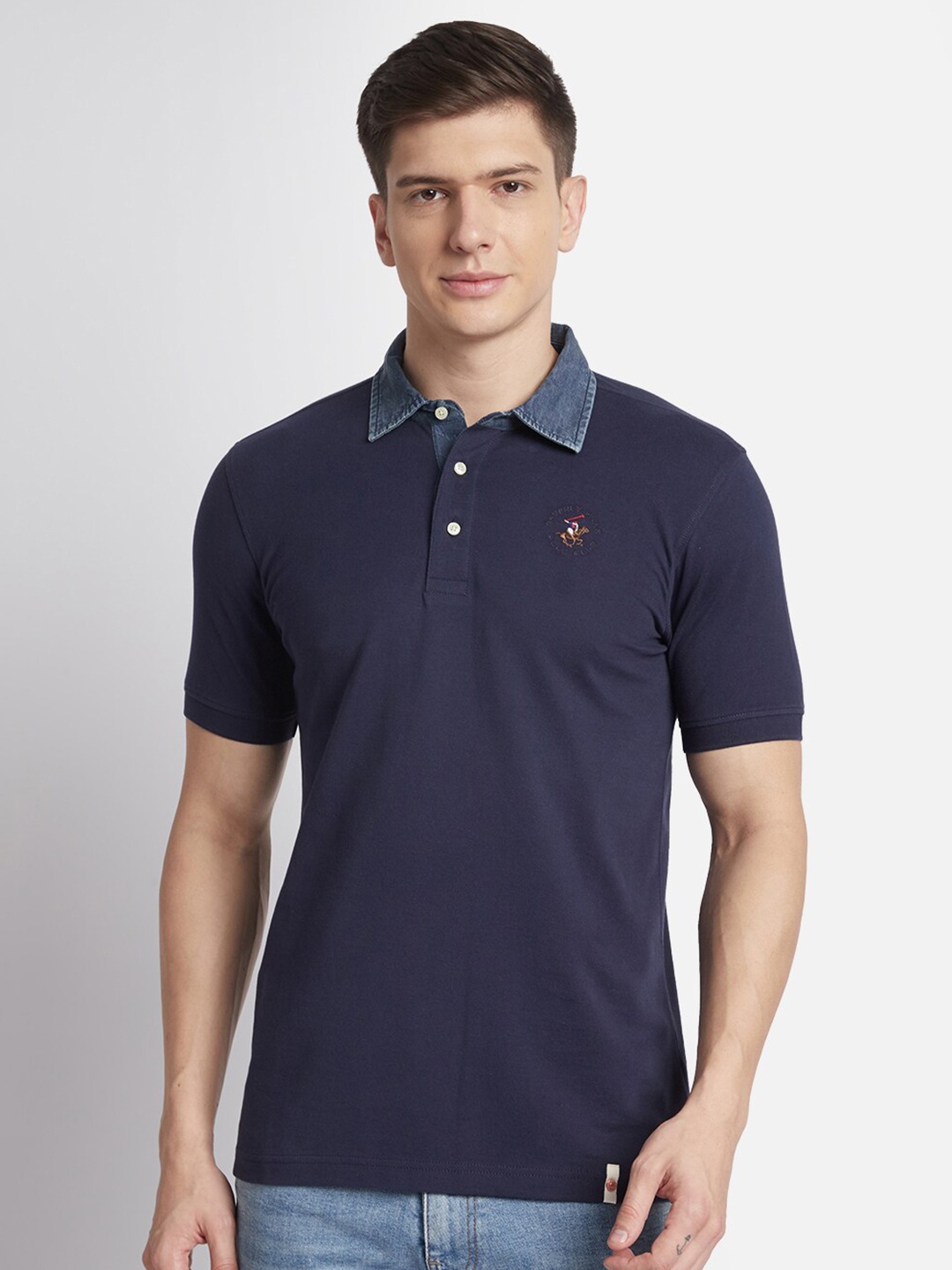 

Beverly Hills Polo Club Polo Collar Regular Fit Cotton T-shirt, Blue
