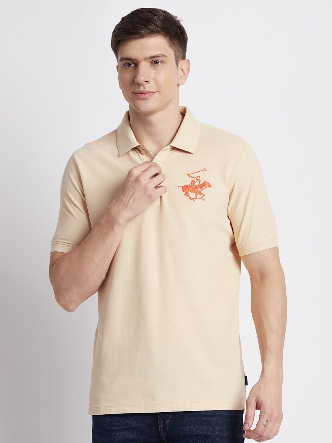 

Beverly Hills Polo Club Polo Collar Regular Fit Cotton T-shirt, Beige