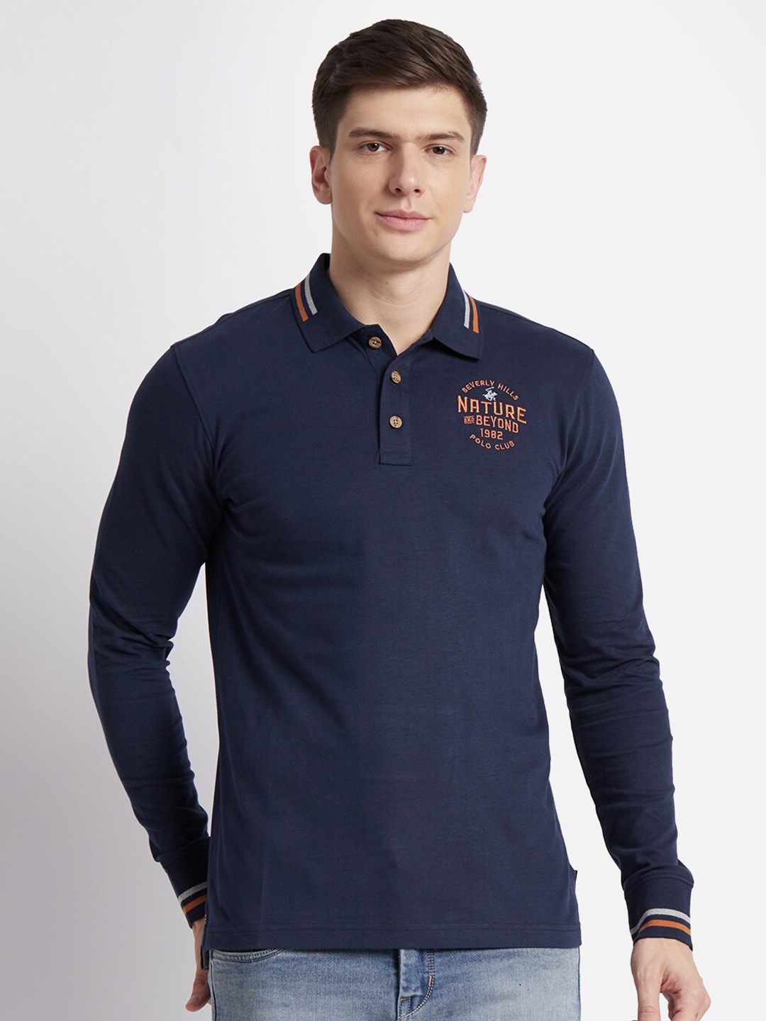 

Beverly Hills Polo Club Polo Collar Regular Fit Cotton T-shirt, Blue