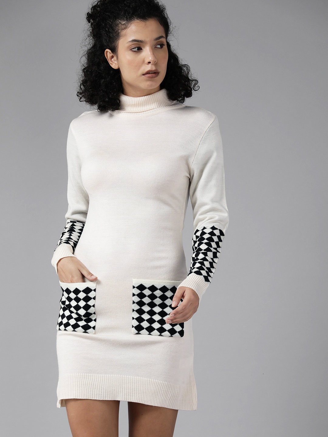 

Roadster Checked Jumper Mini Dress, White