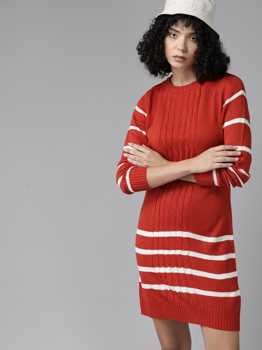 

Roadster Striped Acrylic Jumper Dress, Orange