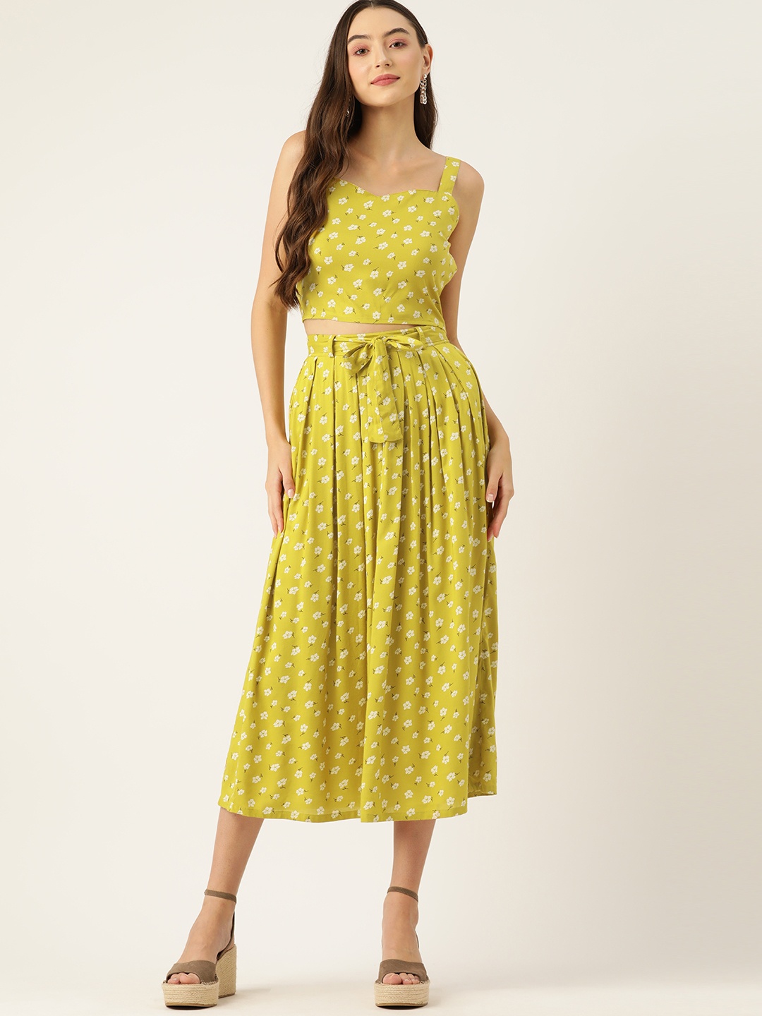 

DressBerry Women Printed Top with Skirt, Yellow