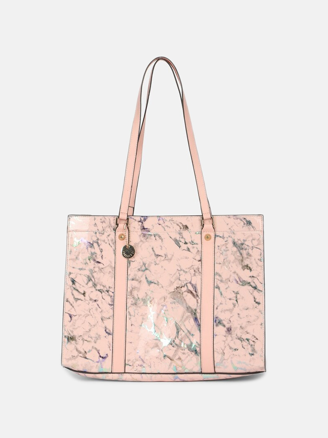 

FOREVER 21 Abstract Printed Structured Shoulder Bag, Pink