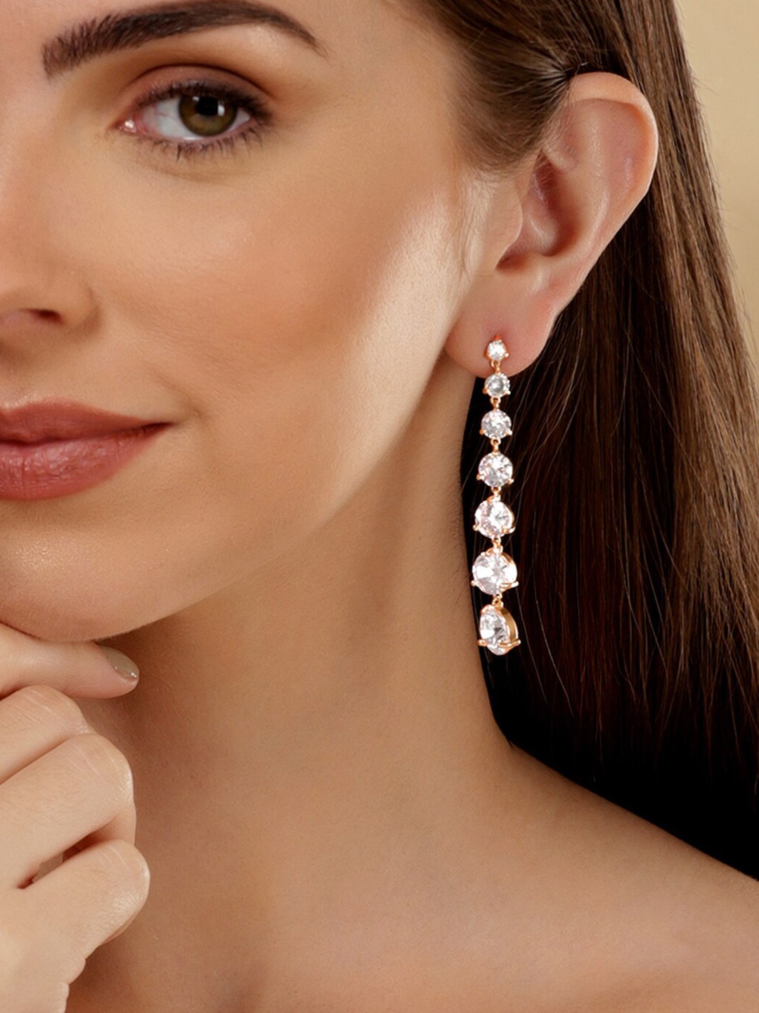 

Rubans Gold-Plated Contemporary Drop Earrings