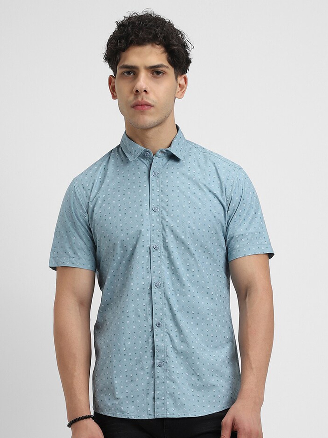 

FOREVER 21 Opaque Printed Casual Shirt, Blue