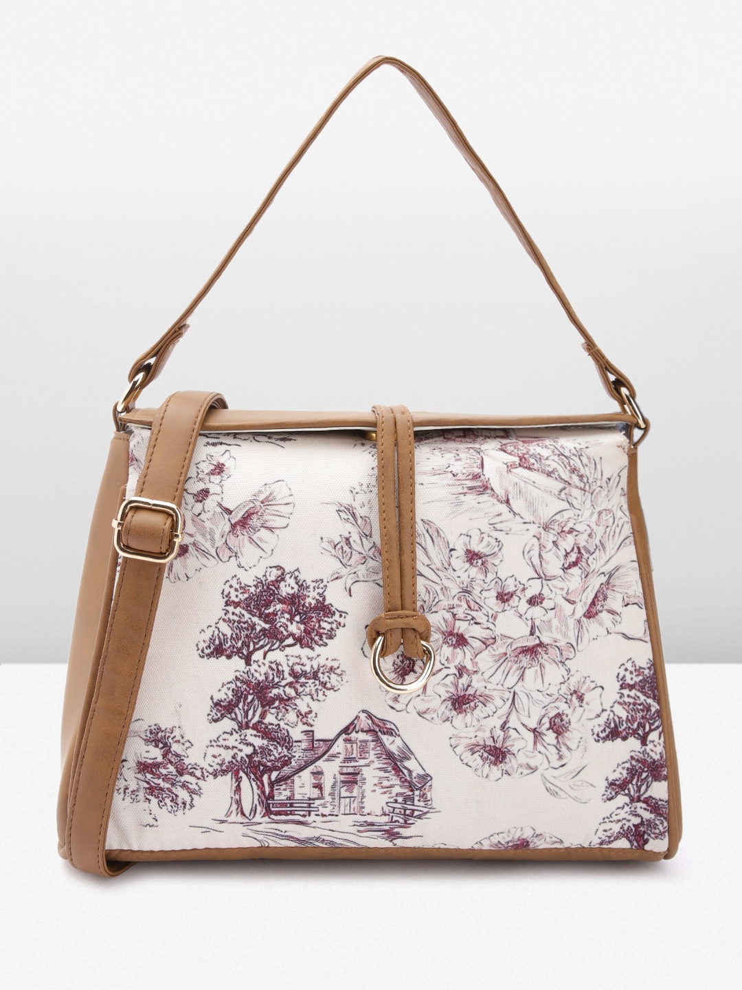 

Anouk Floral Printed Structured Handheld Bag, Off white