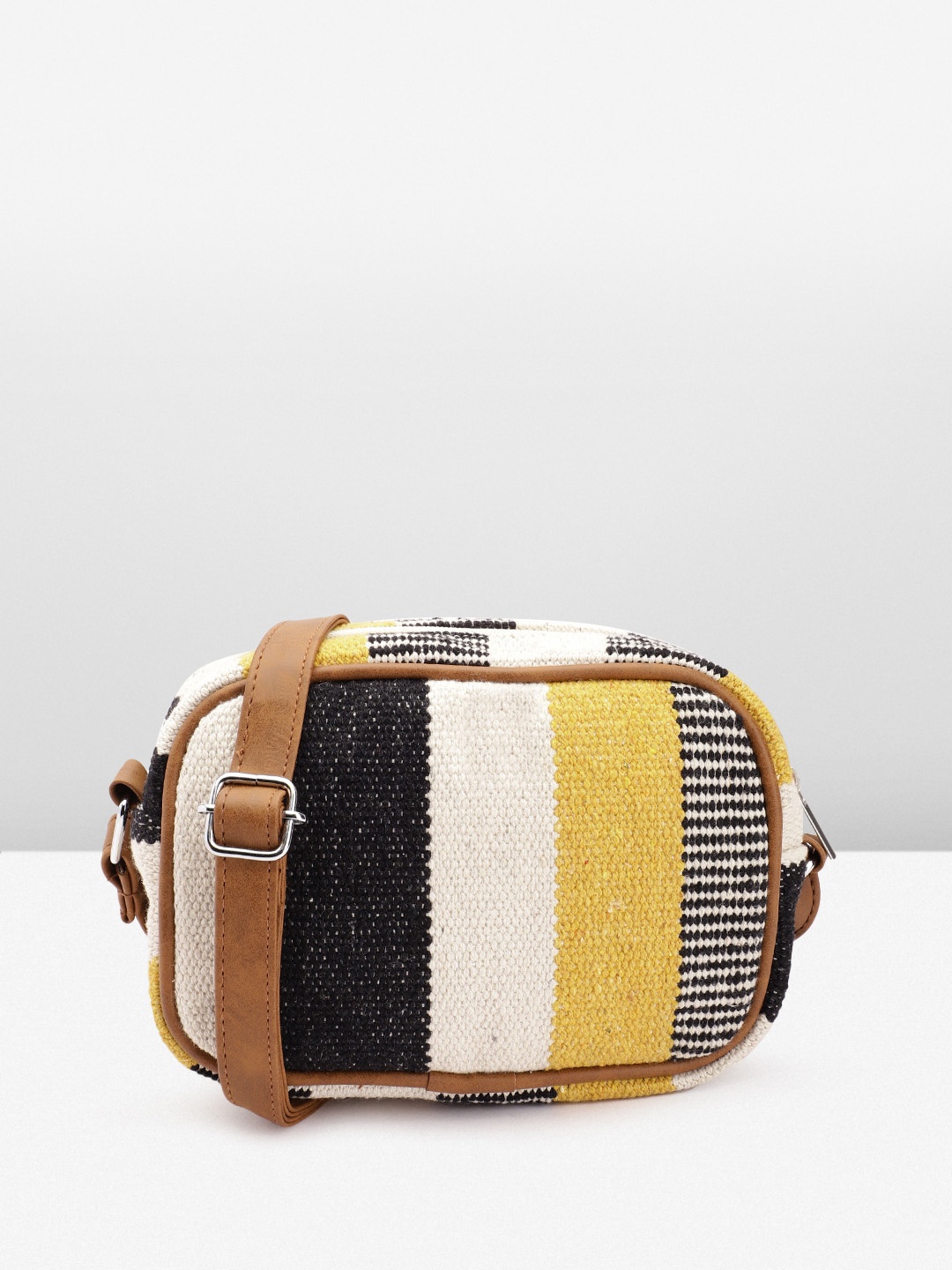

Anouk Self-Striped Structured Sling Bag, White