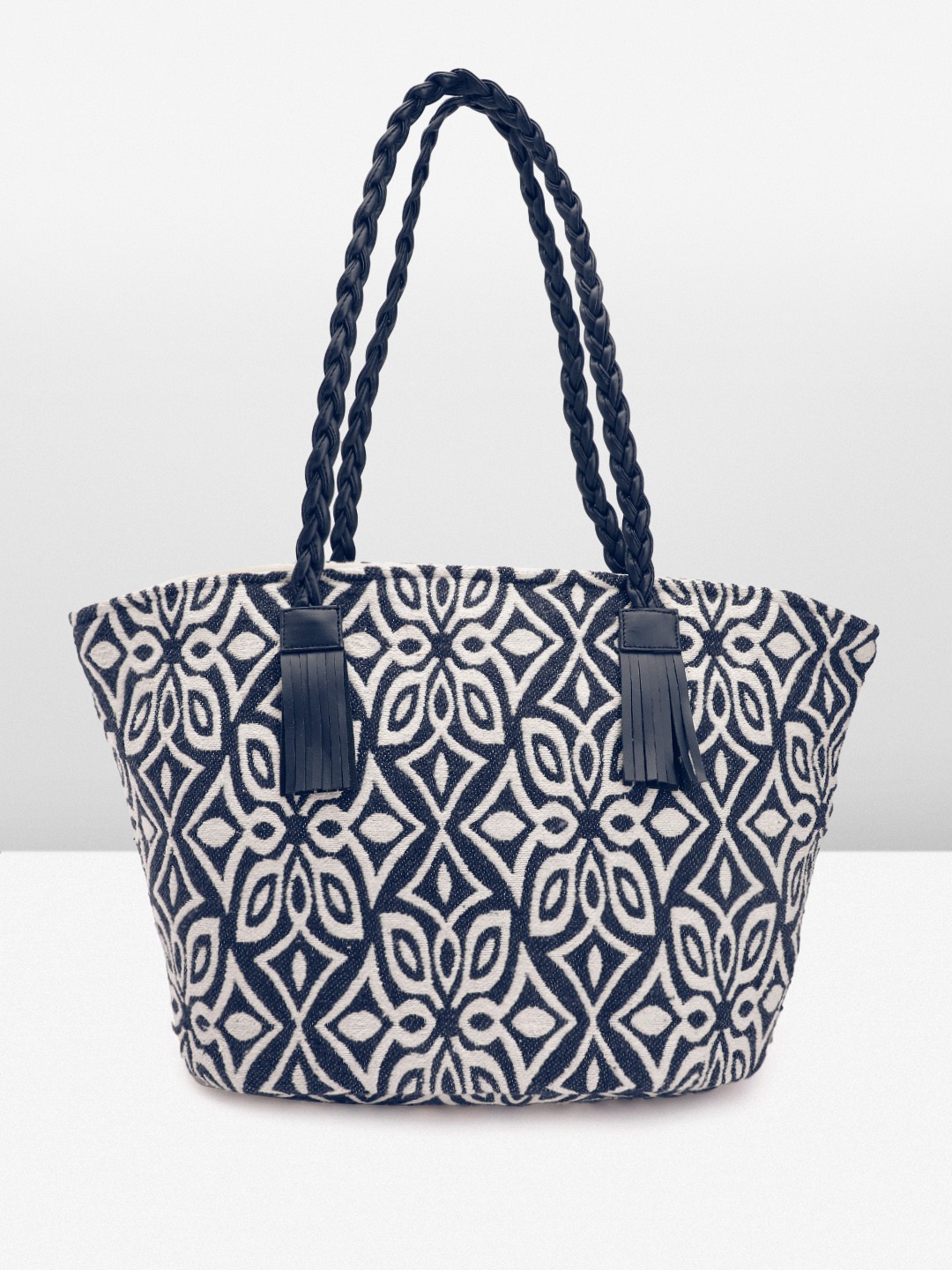

Anouk Floral Self-Design Oversized Structured Shoulder Bag, Navy blue