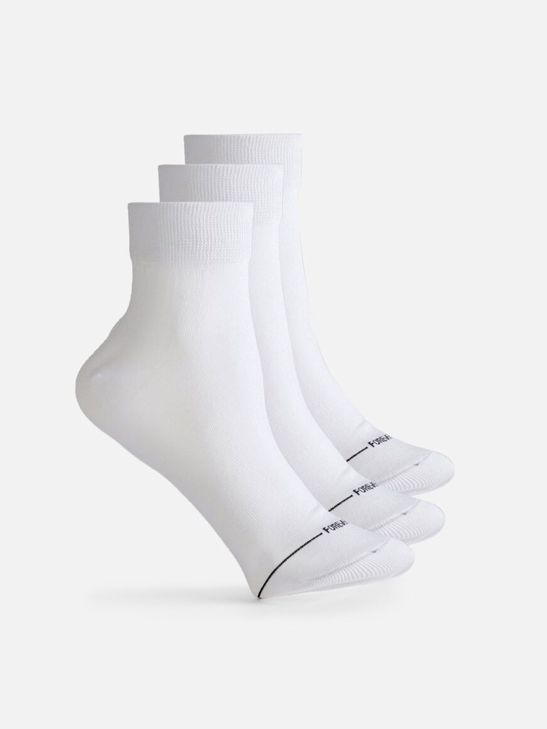 

FOREVER 21 Pack of 3 Solid Above Ankle-Length Crew Socks, White