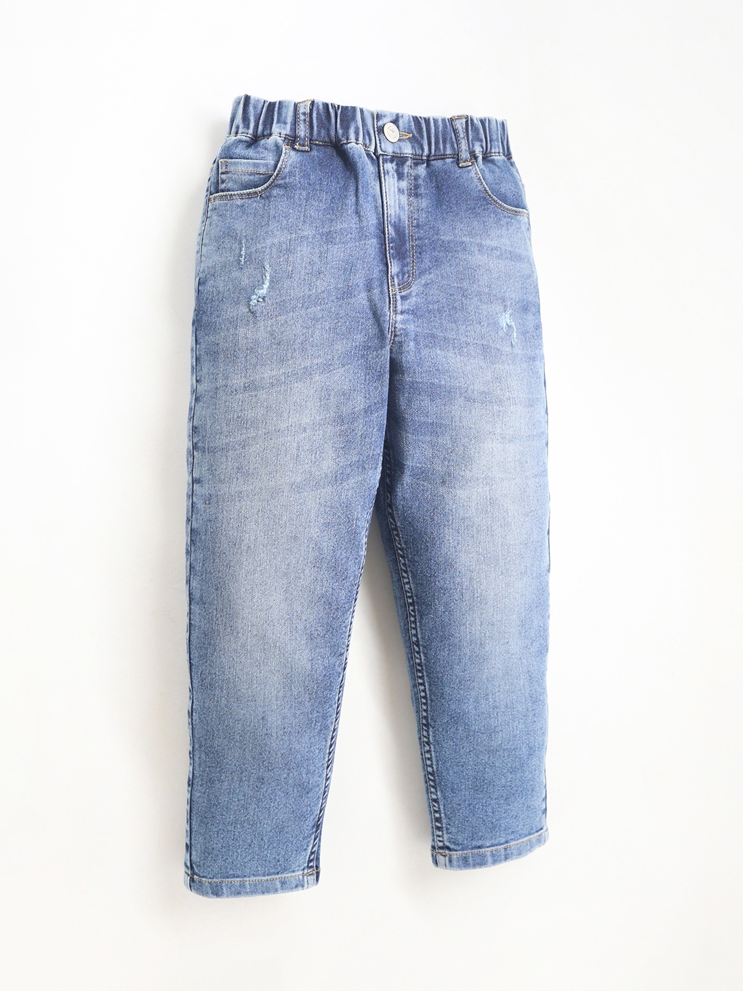 

Cherry Crumble Kids Regular Fit Comfort Low Distress Heavy Fade Stretchable Jeans, Blue