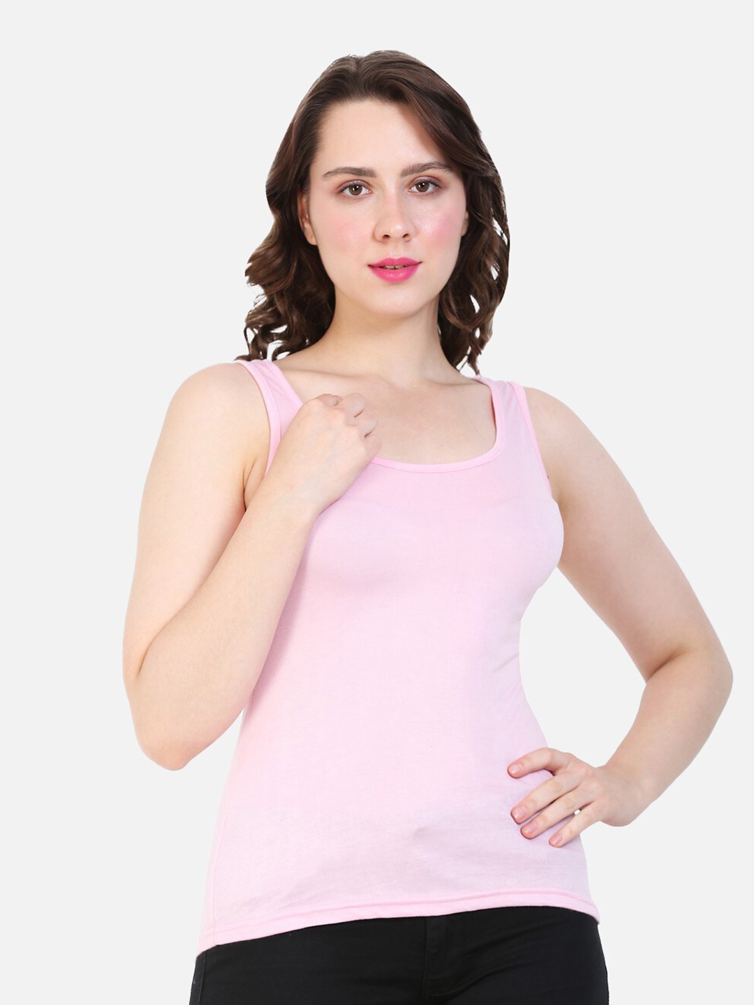

Fasha Scoop Neck Cotton Tank Top, Pink
