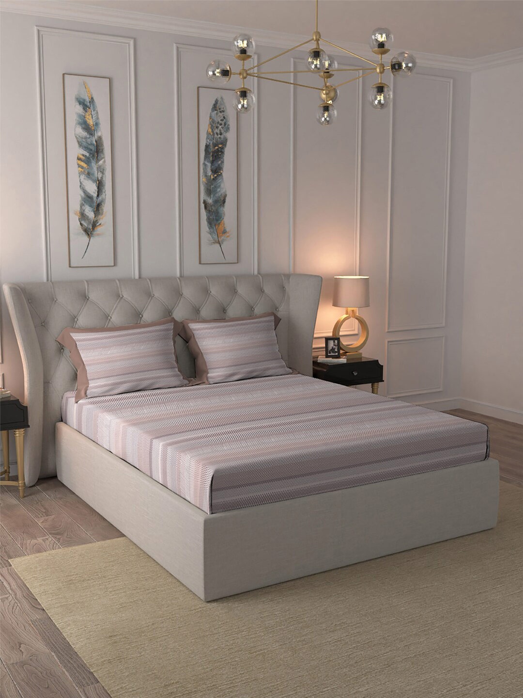 

TRIDENT Stella Shades of Comfort Flat 180TC King Cotton Bedsheet Set, Mauve