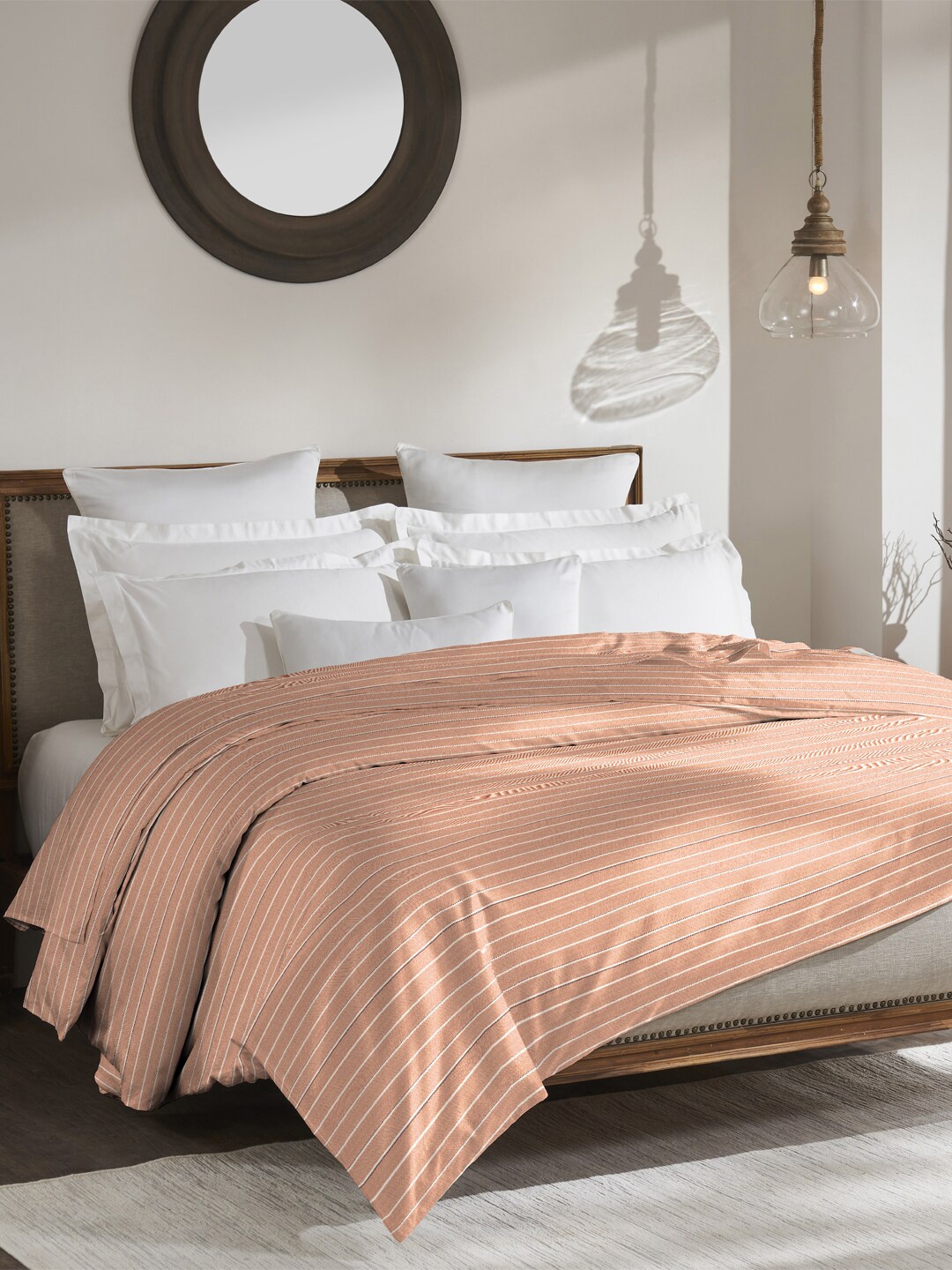 

MYTRIDENT Shades of Comfort Brown Striped Mild Winter 150 GSM Double Bed Comforter