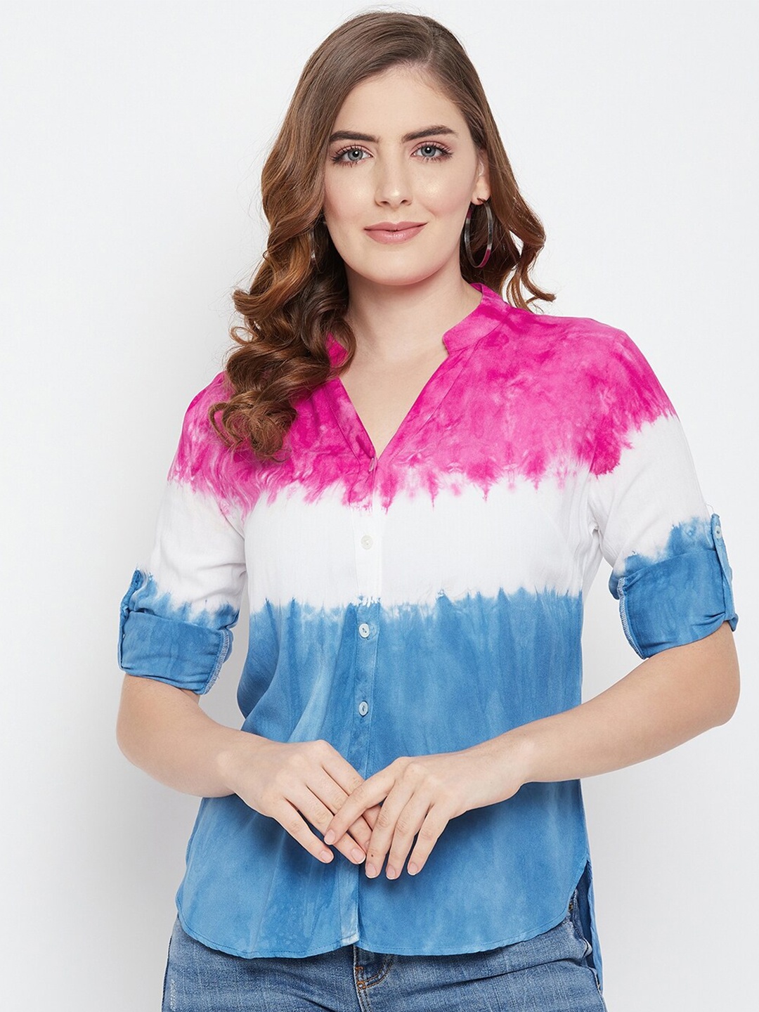 

BAESD Classic Tie and Dye Printed Regular Fit Casual Shirt, Pink