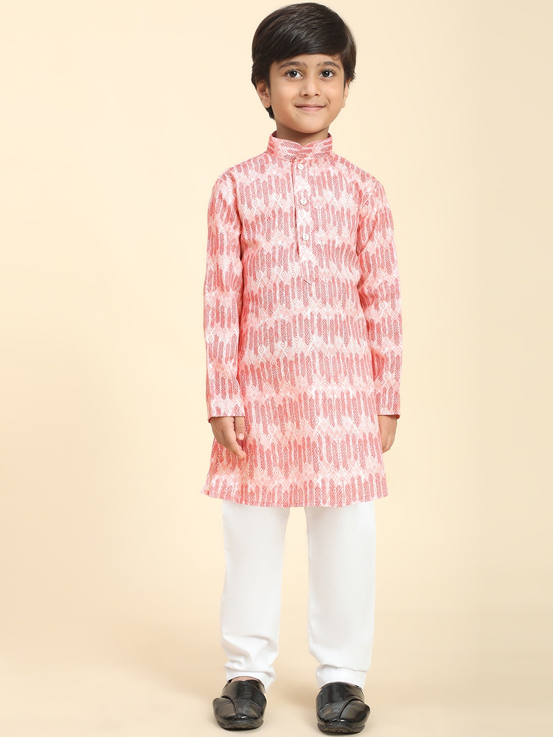 

Pro-Ethic STYLE DEVELOPER Boys Geometric Printed Kurta With Pyjamas, Pink