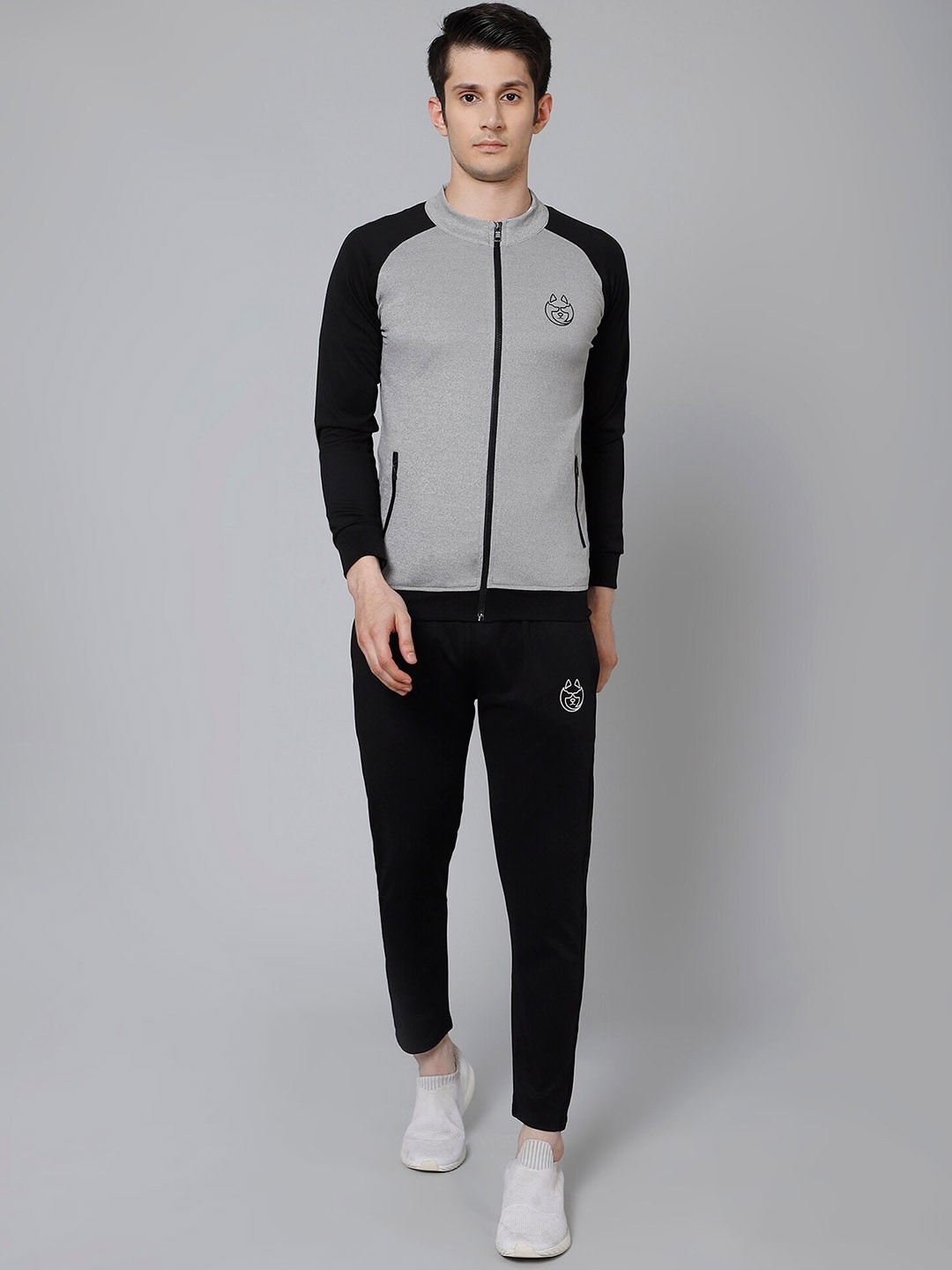

DANZA-SON Colourblocked Brand Logo Detail Mock Collar Tracksuits, Black
