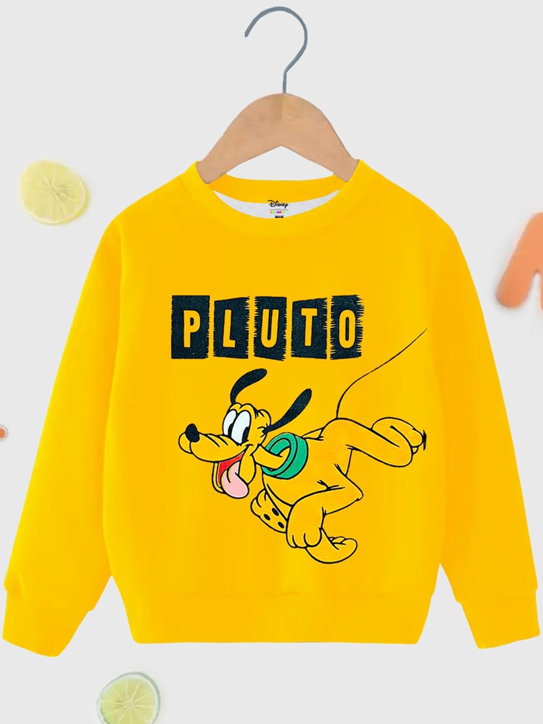 

KUCHIPOO Boys Pluto Printed Long Sleeves Pullover, Yellow