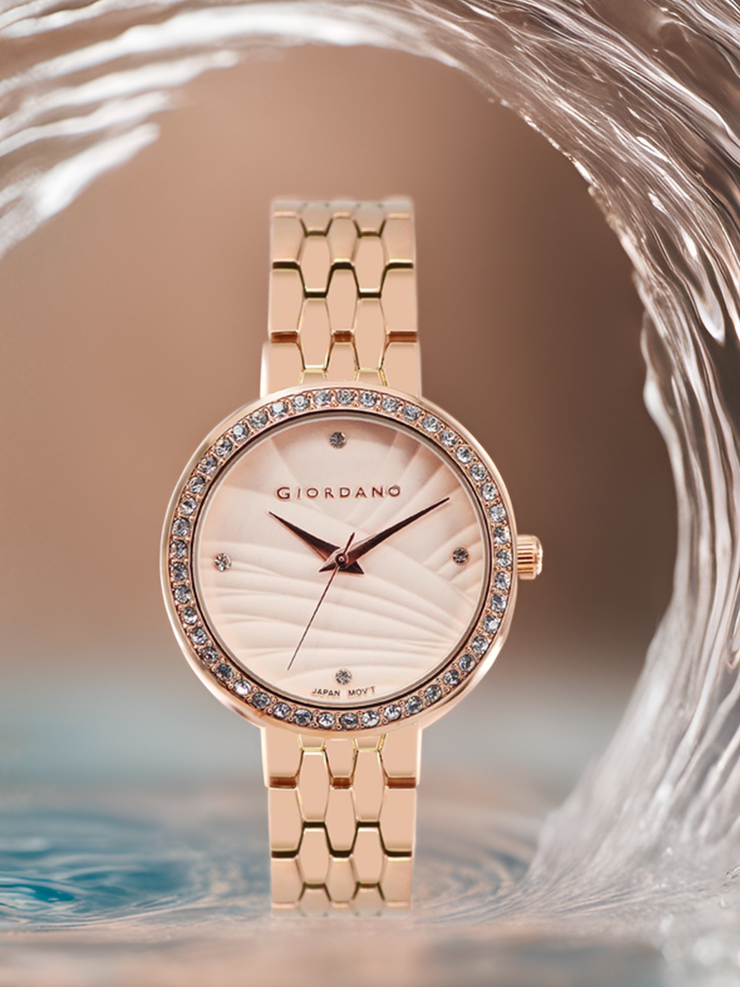 

GIORDANO Women Embellished Dial & Bracelet Style Straps Analogue Watch GZ-60079-33, Rose gold