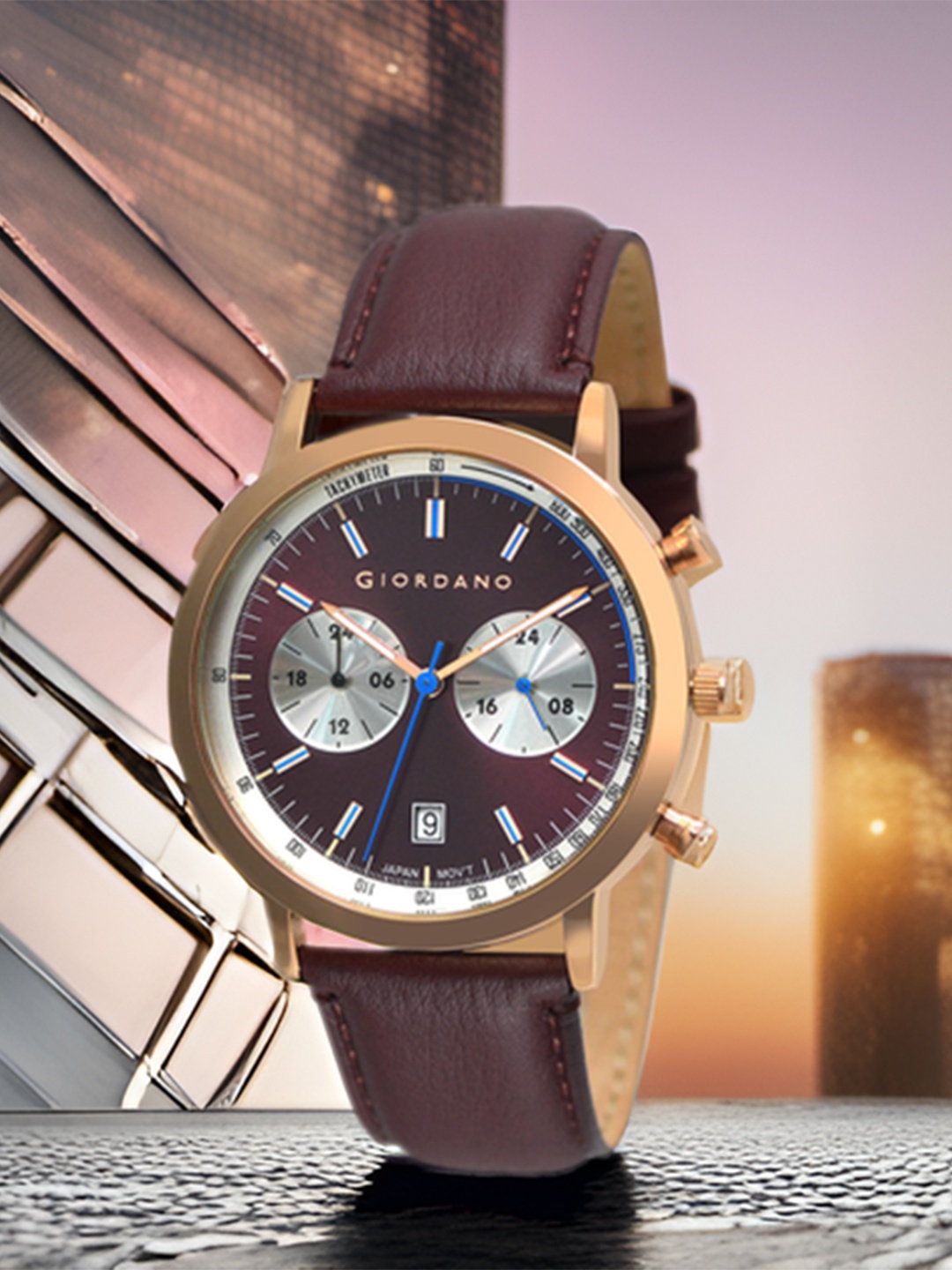

GIORDANO Men Leather Straps Analogue Watch GZ-50089-03, Brown