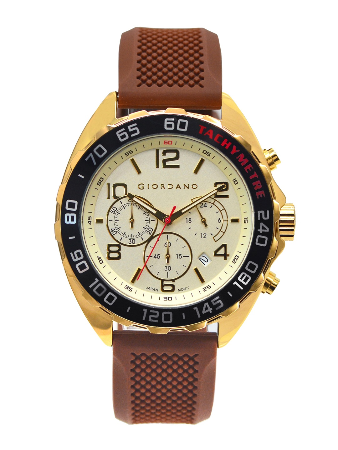 

GIORDANO Men Embellished Water Resistant Reset Time Analogue Watch GZ-50090-03, Brown