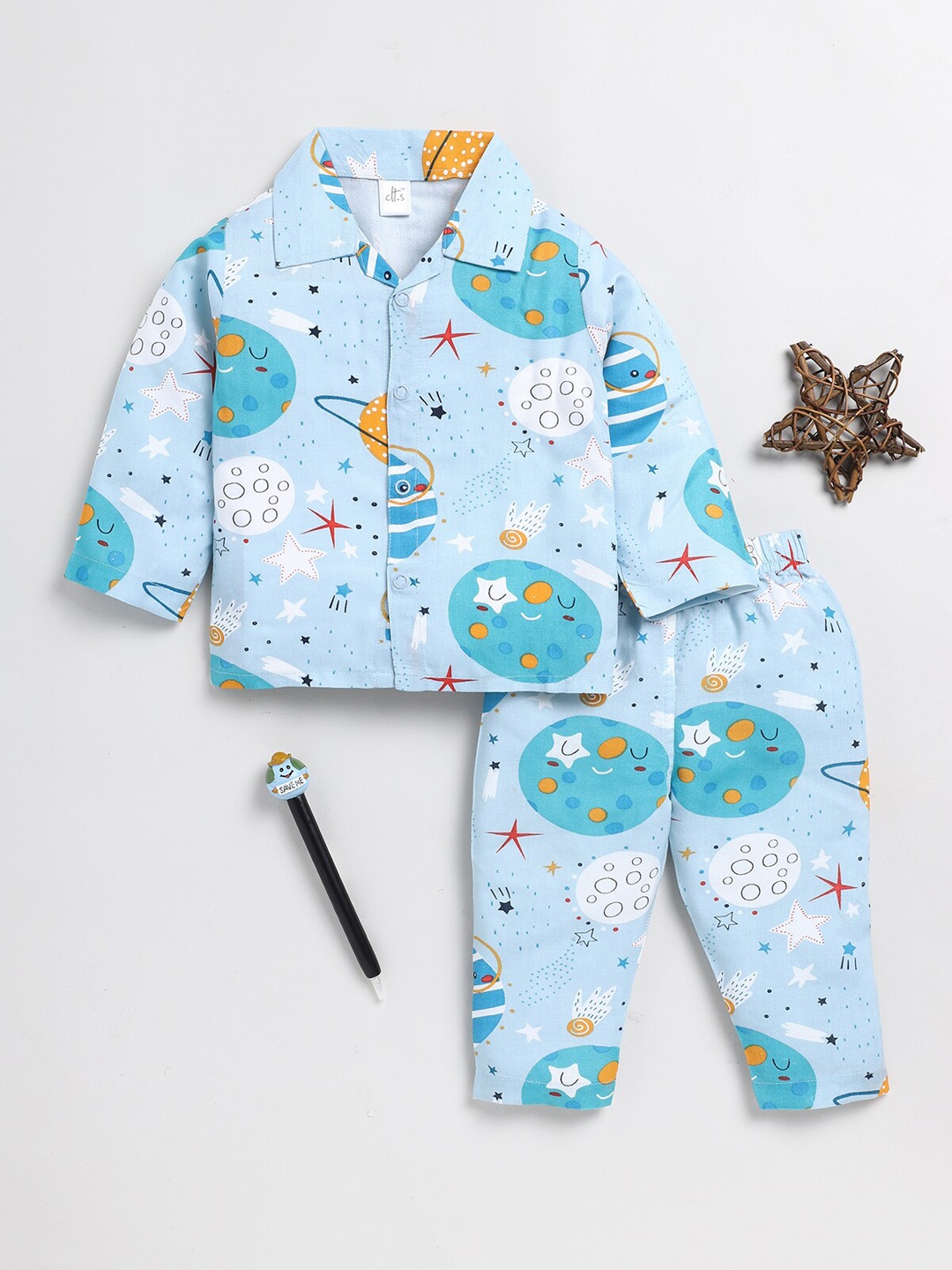 

Clt.s Kids Conversational Printed Night suit, Blue