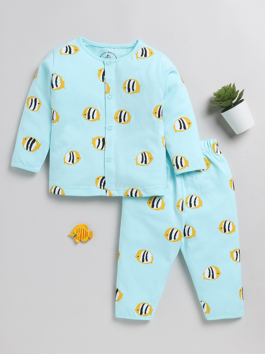 

Clt.s Kids Graphic Printed Pure Cotton Night suit, Blue