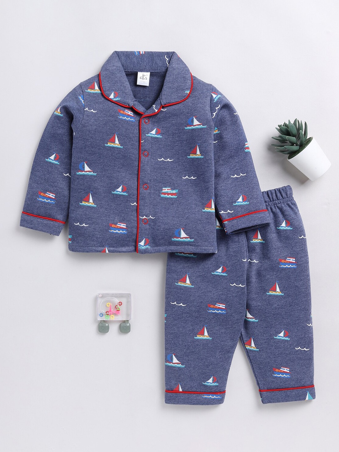 

Clt.s Unisex Kids Conversational Printed Night Suit, Blue