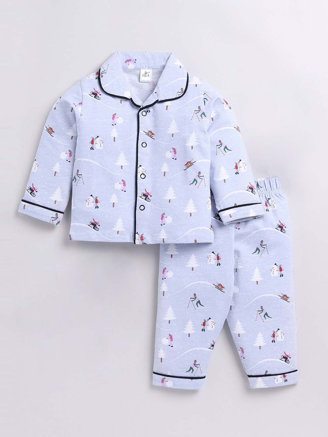 

Clt.s Infants Kids Graphic Printed Shirt With Pyjamas, Blue