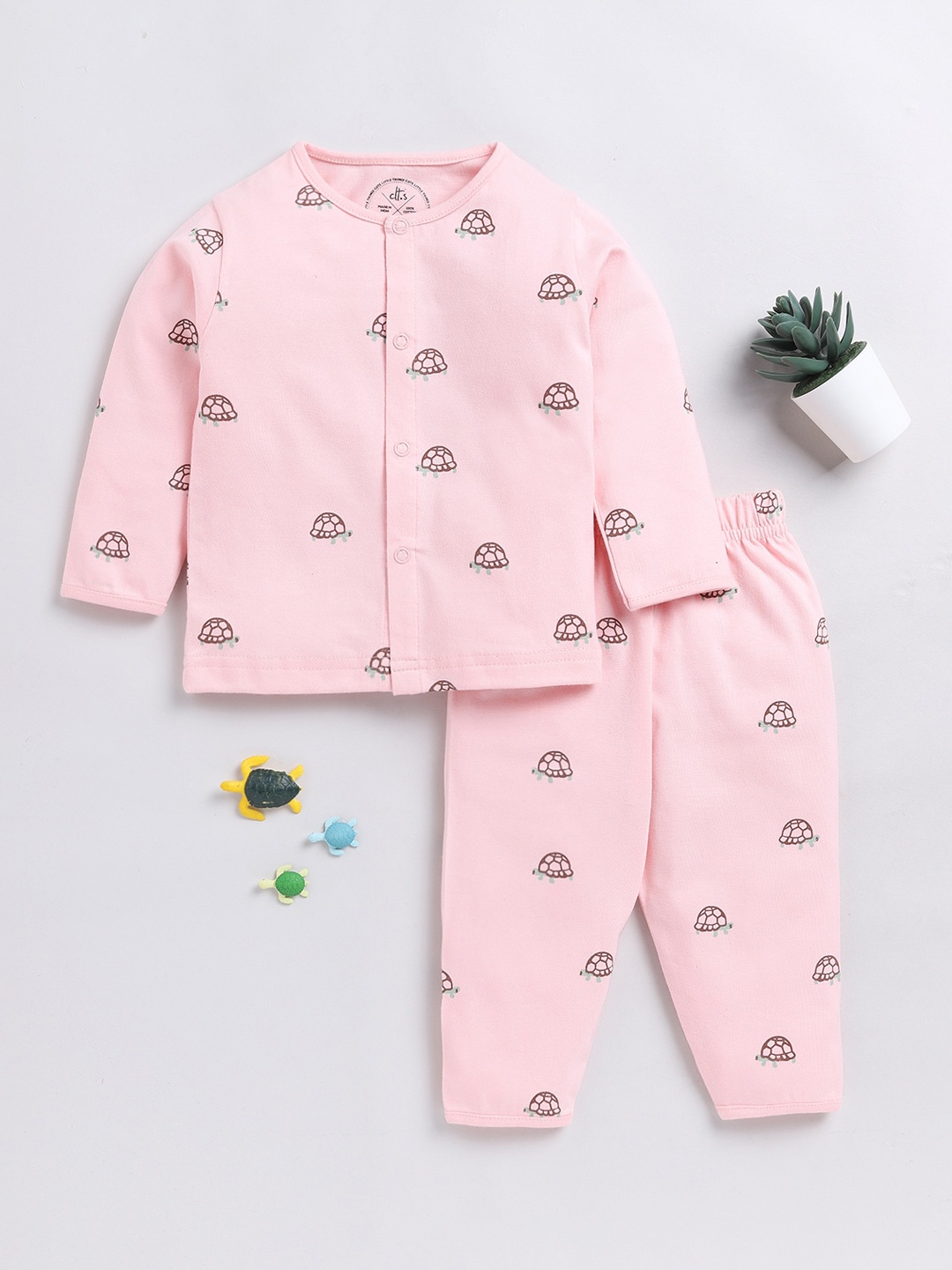

Clt.s Unisex Kids Conversational Printed Pure Cotton Shirt & Trousers, Pink