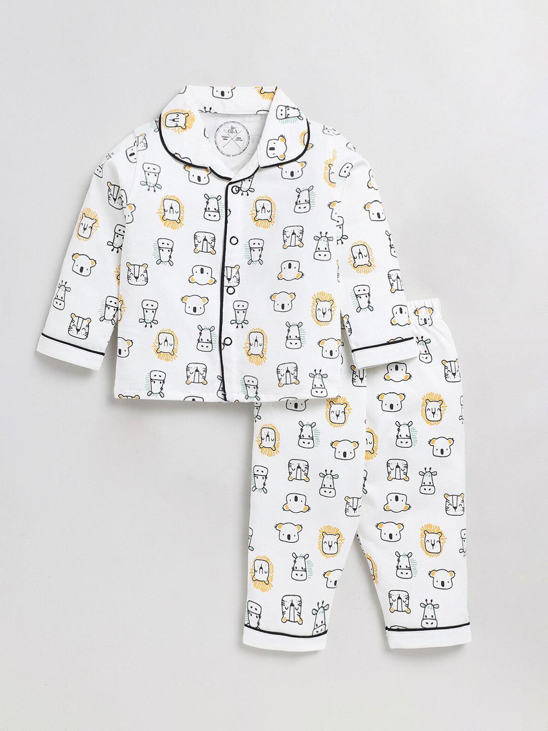 

Clt.s Infants Graphic Printed Pure Cotton Night suit, Off white
