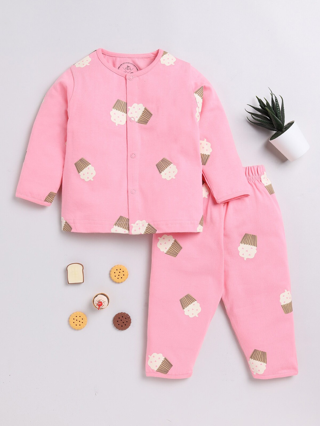 

Clt.s Kids Graphic Printed Pure Cotton Night suit, Pink