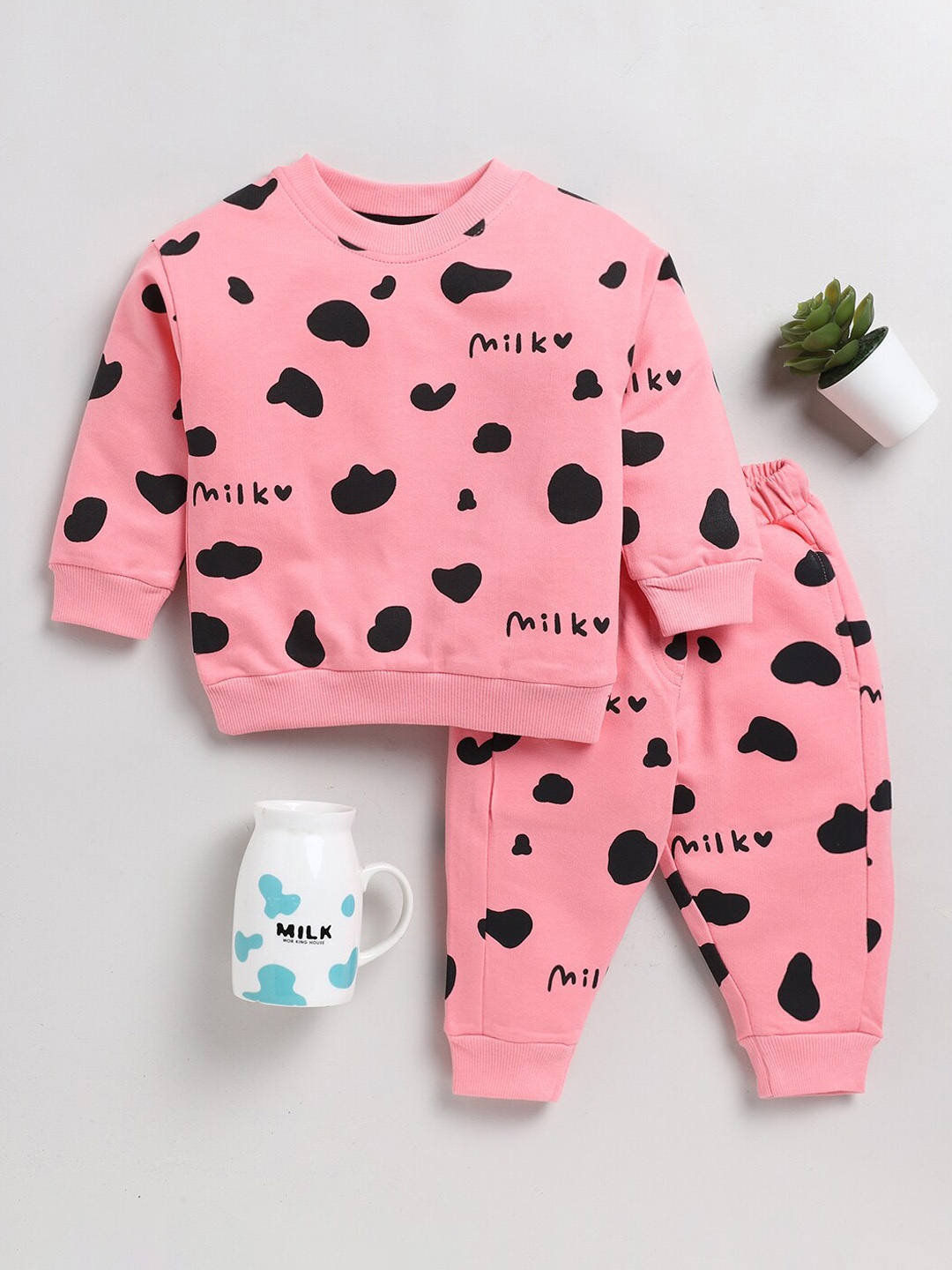 

Clt.s Unisex Graphic Printed Pure Cotton Night suit, Pink
