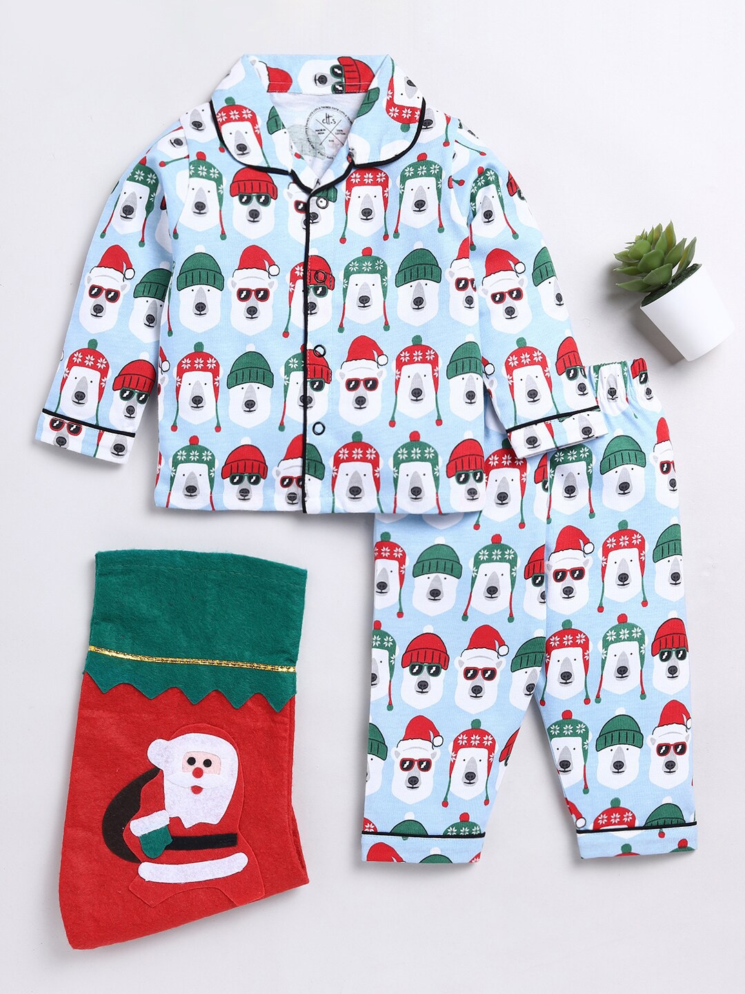 

Clt.s Kids Printed Pure Cotton Night suit, Blue